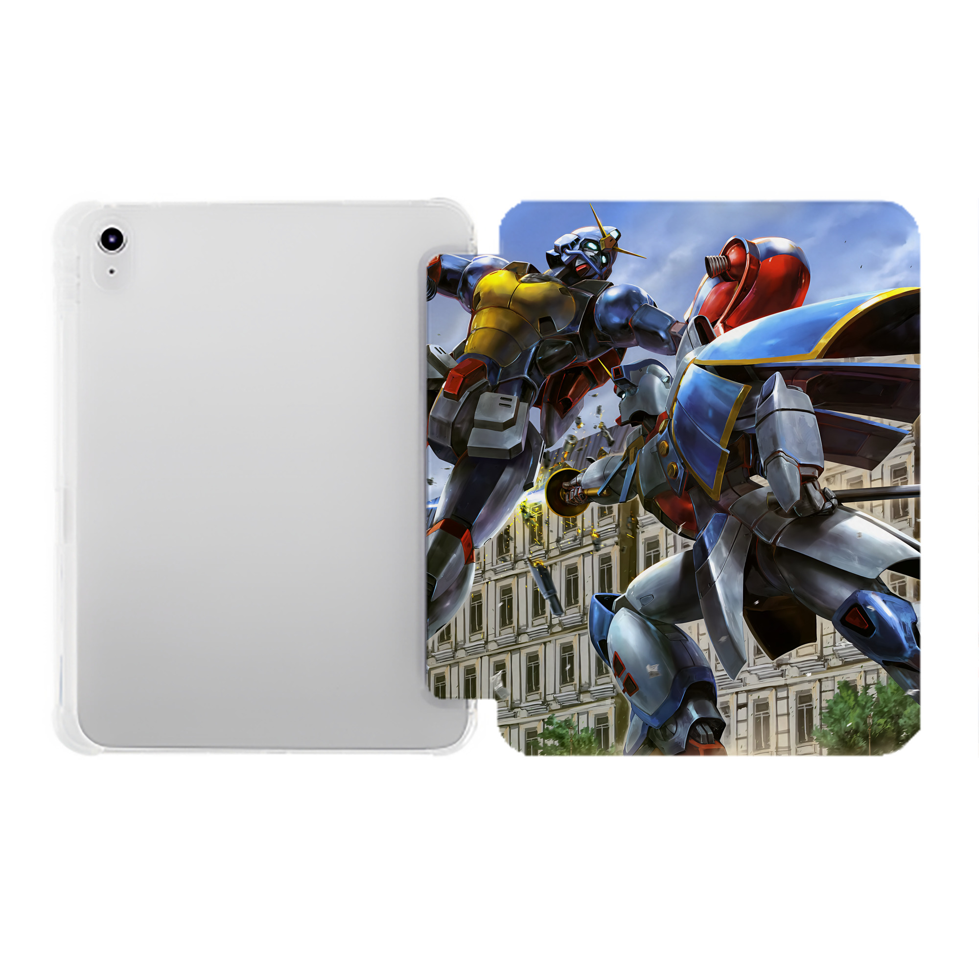 （画像用） 機動戦士ガンダム Mobile Suit Gundam IPad ケース ペン収納付き 三つ折りスタンド PUレザー×シリコン 対応機種9.5/10.5/10.9インチ
